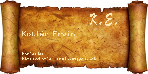 Kotlár Ervin névjegykártya