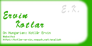 ervin kotlar business card